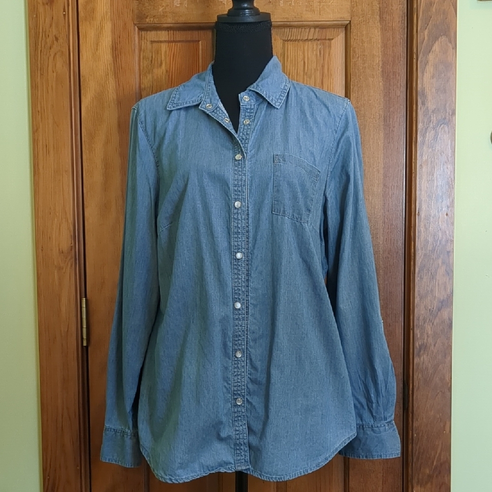 TRIBAL Blue Denim Button-Up Shirt!